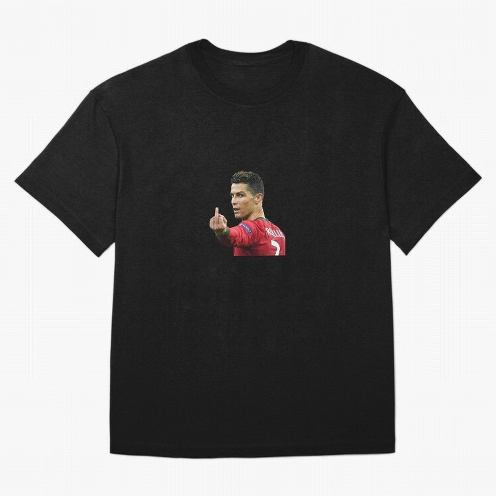 Cristiano ronaldo showing middle finger Oversized T-Shirt Feel the Trophy Chase of FIFA World Cup 2026 Group Stage Spirit, Highlighting France, Messi, Classic Soccer Heritage, Championship Pressure, Fan Loyalty and International Pride; Great for