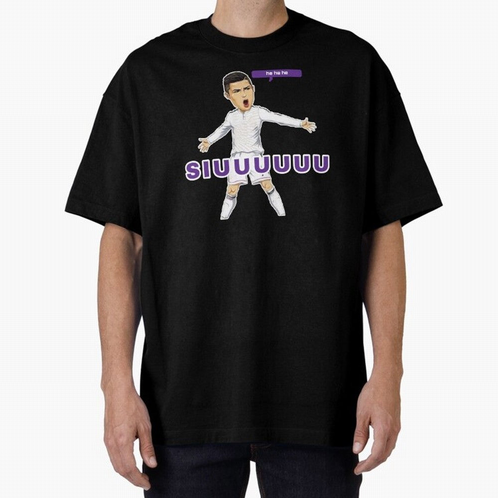 Hehehe siuuu Oversized T-Shirt Celebrate the Stars of FIFA World Cup 2026 Group Stage for Fans of CR7 and Brazil, Portugal and Argentina, Bringing Football History, Final Match Energy, Crowd Noise and Once in a Lifetime Moments; Ideal for Fans Who