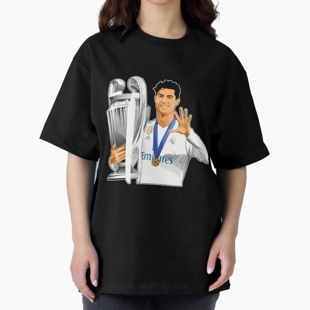 Ronaldo Throphy Oversized T-Shirt Celebrate Soccer Greatness during Match Day Hype around FIFA World Cup 2026 USA Canada Mexico, Cristiano Ronaldo, Haaland and CR7, Netherlands, Game Day Rituals, Football Legends, Country Pride and the Road to the