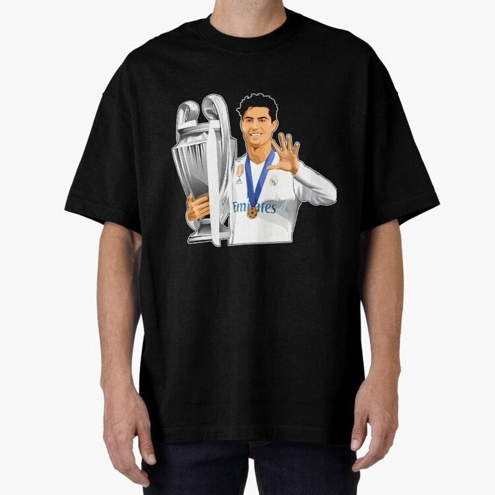 Ronaldo Throphy Oversized T-Shirt Celebrate Soccer Greatness during Match Day Hype around FIFA World Cup 2026 USA Canada Mexico, Cristiano Ronaldo, Haaland and CR7, Netherlands, Game Day Rituals, Football Legends, Country Pride and the Road to the