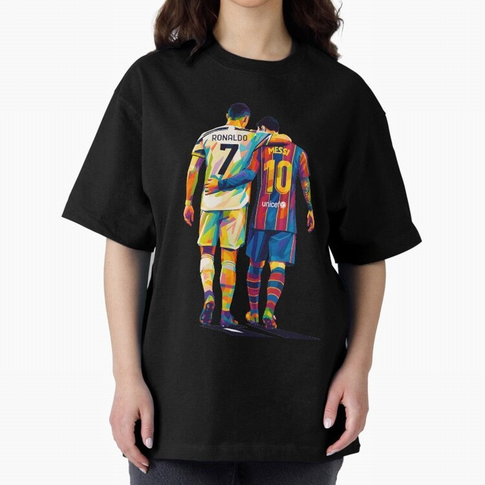 Cristiano Ronaldo & Messi Oversized T-Shirt Live for the Drama of FIFA World Cup 2026 Built around Messi, Neymar and Mbappe, Brazil Energy, Football Passion, Legendary Performances, Festival Vibes and Supporter Community; Great for Watch Parties,