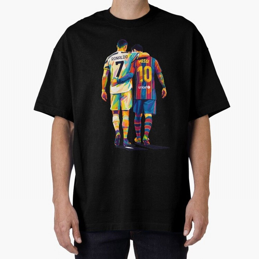 Cristiano Ronaldo & Messi Oversized T-Shirt Live for the Drama of FIFA World Cup 2026 Built around Messi, Neymar and Mbappe, Brazil Energy, Football Passion, Legendary Performances, Festival Vibes and Supporter Community; Great for Watch Parties,