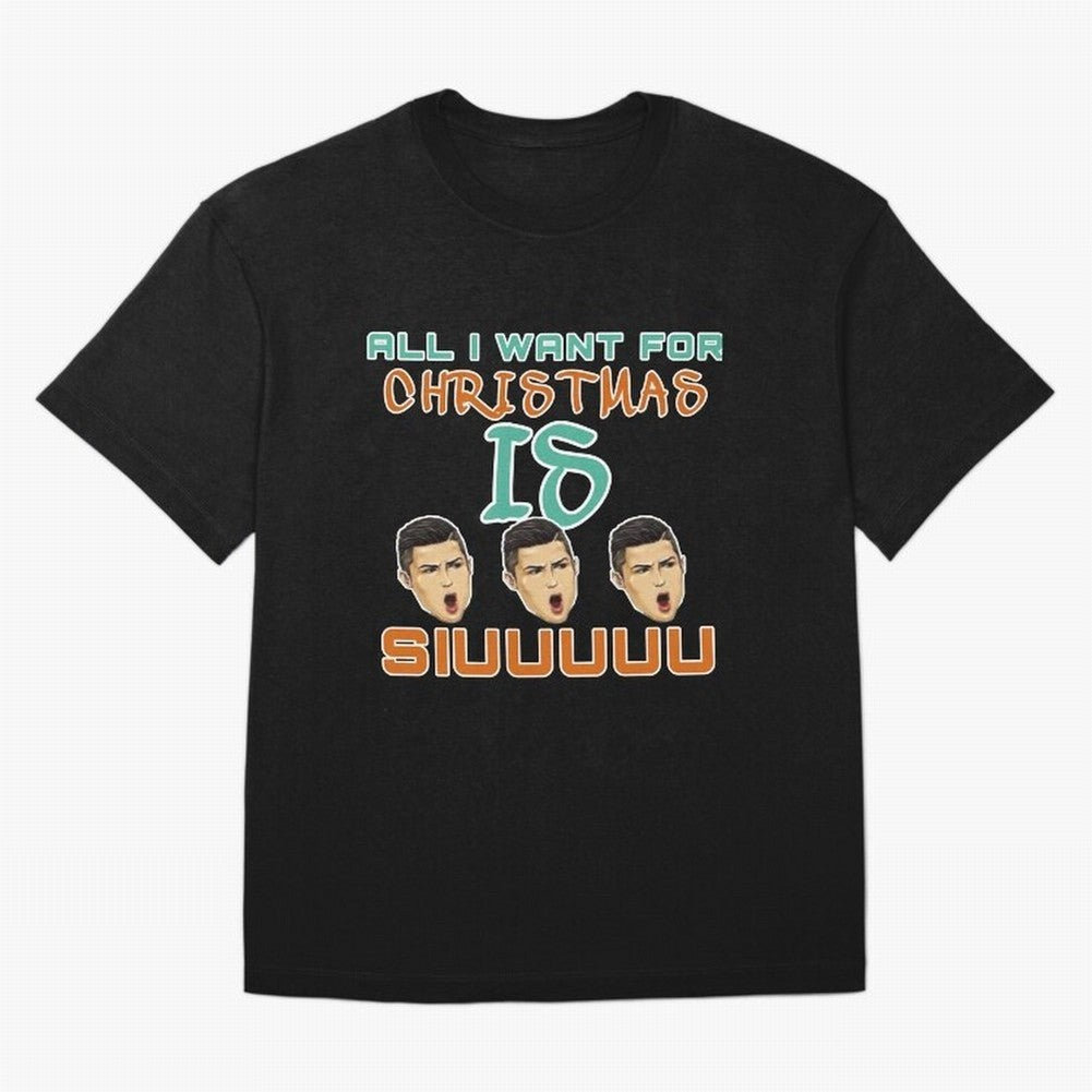 All i want for Christmas is siuuu CR7 Oversized T-Shirt Follow Every Goal of Global Football Passion for FIFA World Cup 2026 Group Stage, Driven by Messi, Neymar and Mbappe, Argentina, France and Brazil, Vintage Soccer Flavor, Modern Football