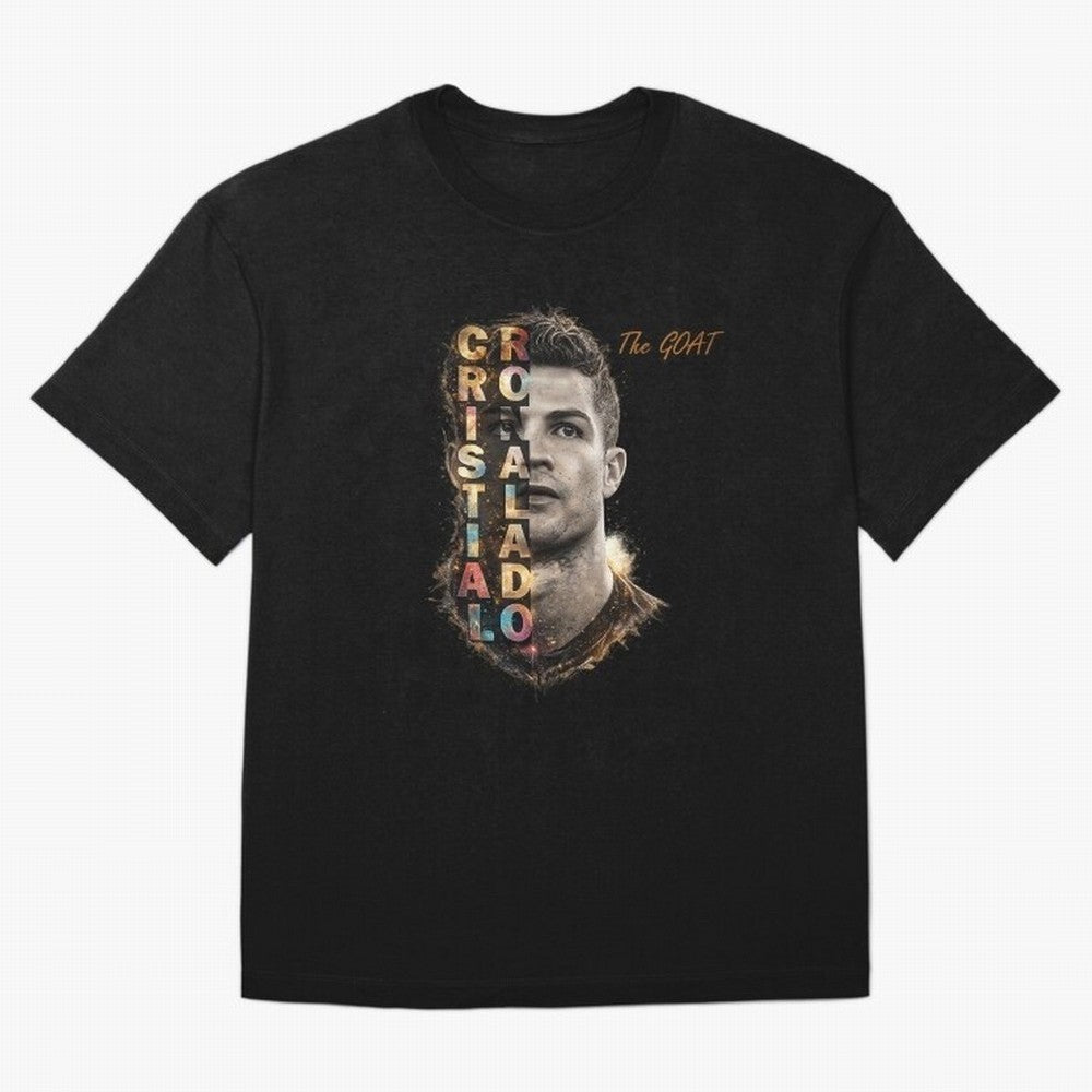 Cristiano Ronaldo Multicolor GOAT Oversized T-Shirt Show Your Stadium Side during Match Day Hype around FIFA World Cup 2026, Messi, CR7 and Mbappe, England, France and Netherlands, Goal Celebration Energy, Supporter Heritage, Football Icons and