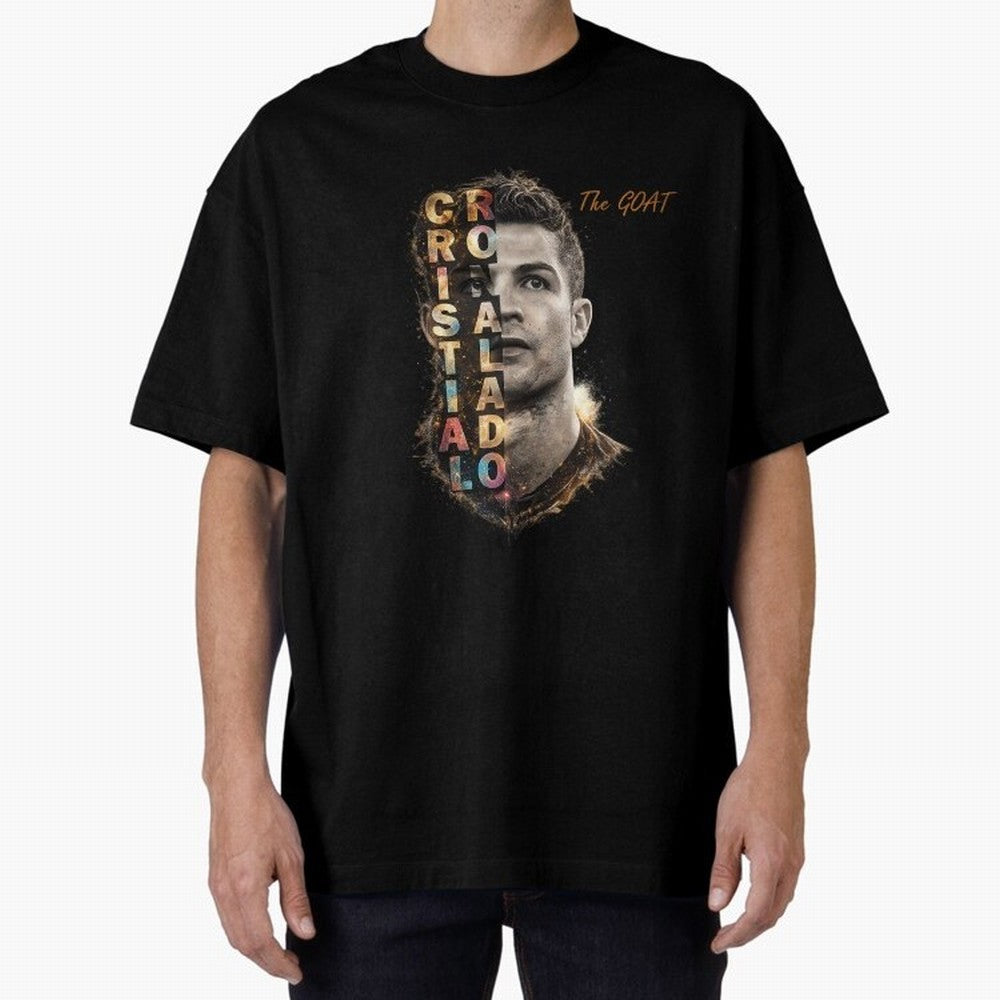 Cristiano Ronaldo Multicolor GOAT Oversized T-Shirt Show Your Stadium Side during Match Day Hype around FIFA World Cup 2026, Messi, CR7 and Mbappe, England, France and Netherlands, Goal Celebration Energy, Supporter Heritage, Football Icons and