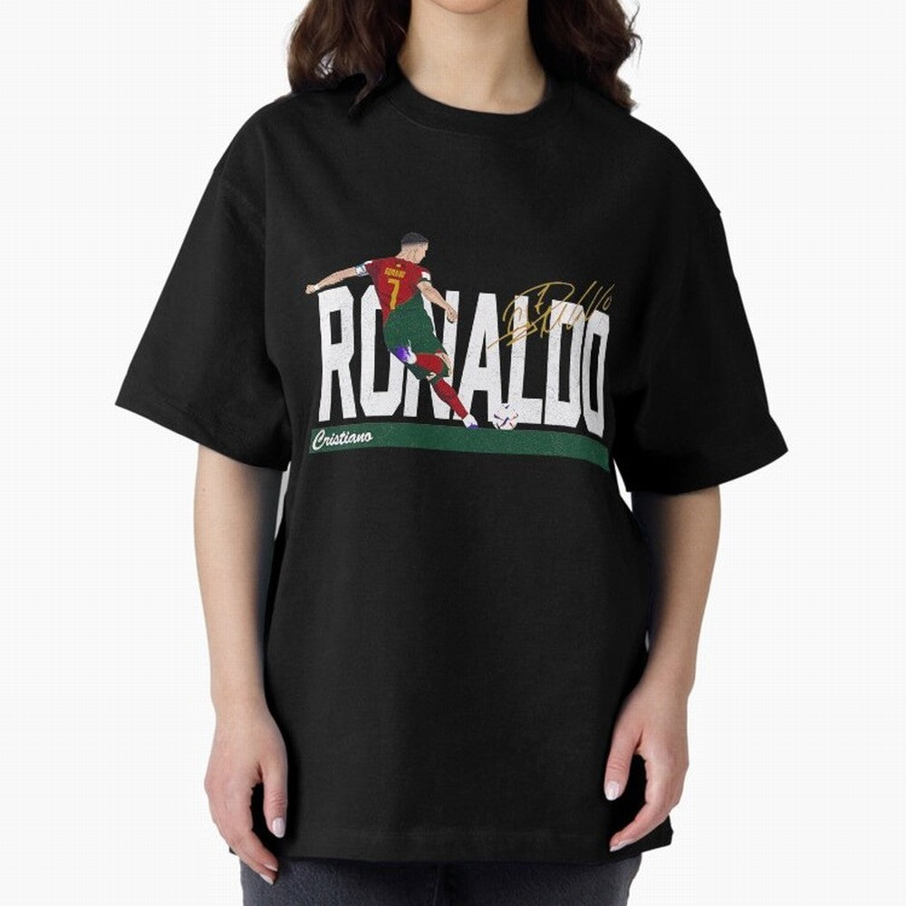 Cristiano Ronaldo Portugal Jersey -Last World Cup 2 Vintage Style Oversized T-Shirt Make Game Day About Global Football Passion for FIFA World Cup 2026, with Messi and Cristiano Ronaldo, Netherlands, Tournament Hype, Historic Matchups, Family