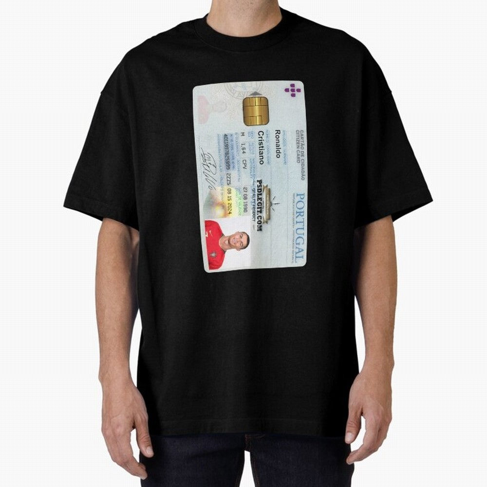 Cristiano Ronaldo CARD ID Oversized T-Shirt Capture FIFA World Cup 2026 USA Canada Mexico Highlighting Haaland and Mbappe, Portugal Energy, Supporter Pride, Iconic Celebrations, Legendary Names and Global Match Day Energy; Great for Supporters Who