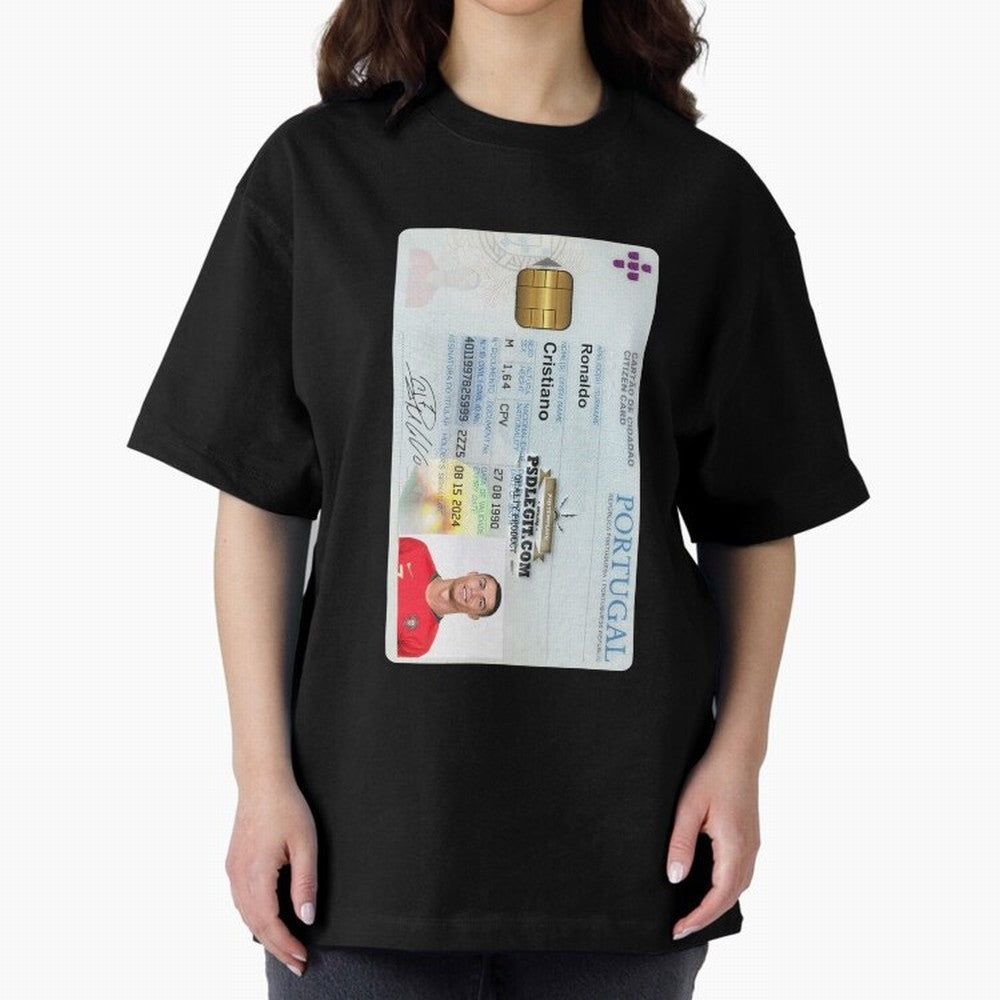 Cristiano Ronaldo CARD ID Oversized T-Shirt Capture FIFA World Cup 2026 USA Canada Mexico Highlighting Haaland and Mbappe, Portugal Energy, Supporter Pride, Iconic Celebrations, Legendary Names and Global Match Day Energy; Great for Supporters Who
