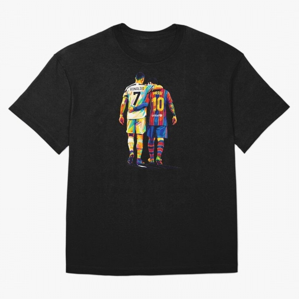 Cristiano Ronaldo And Messi Wpap Art Oversized T-Shirt Honor Match Day Hype around FIFA World Cup 2026 USA Canada Mexico, CR7, France, Retro Football Energy, Iconic Rivalries, Trophy Chase Drama and Stadium Atmosphere; Perfect for Fans, Collectors,