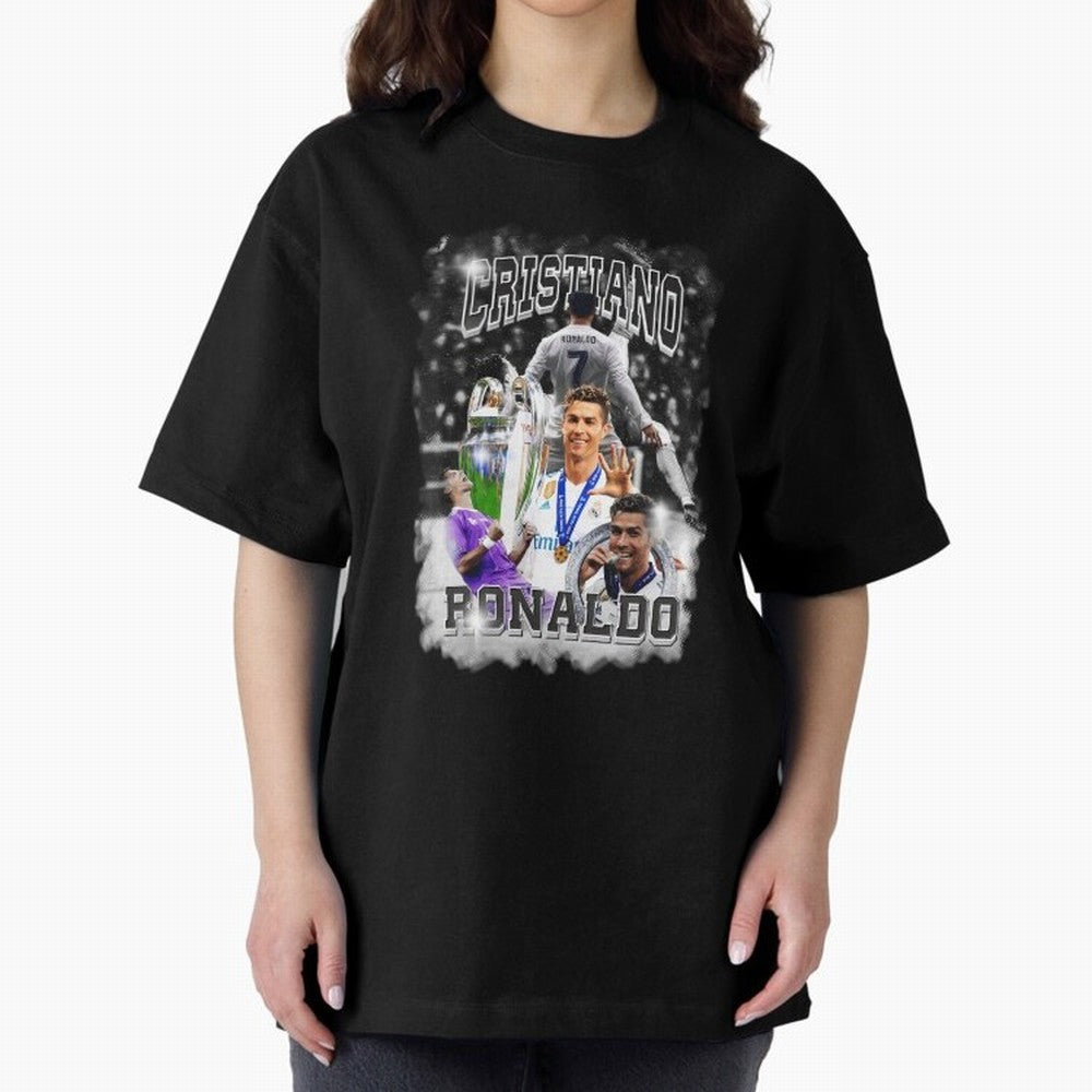 Cristiano Ronaldo Oversized T-Shirt Show Passion for the Stars of Match Day Hype around FIFA World Cup 2026 USA Canada Mexico, Neymar, Haaland and Cristiano Ronaldo, England, France and Netherlands, Goal Celebration Energy, Supporter Heritage,