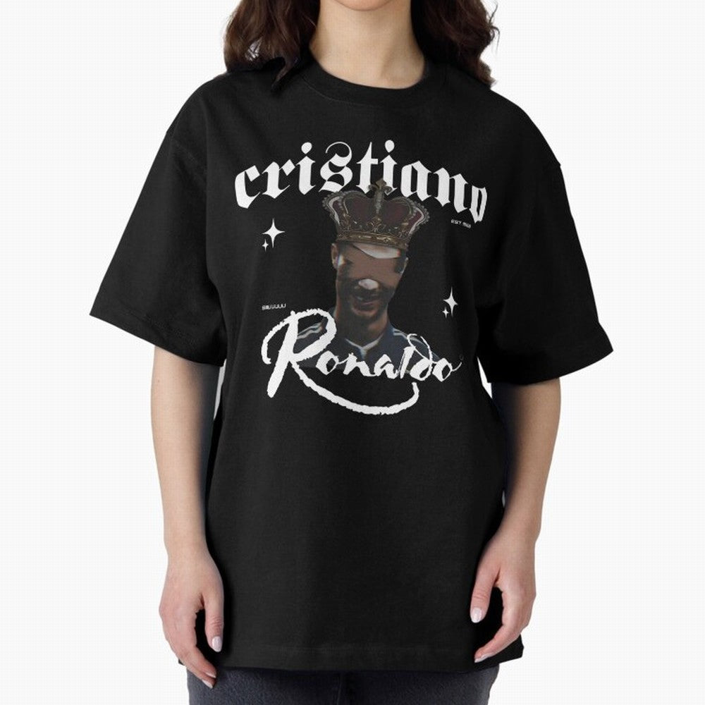 CR7 King edition Oversized T-Shirt Keep Football History Alive during Global Football Passion for FIFA World Cup 2026 Group Stage, Filled with Cristiano Ronaldo, Argentina, France and Brazil, Worldwide Fan Energy, Dramatic Goals, Stadium Lights and