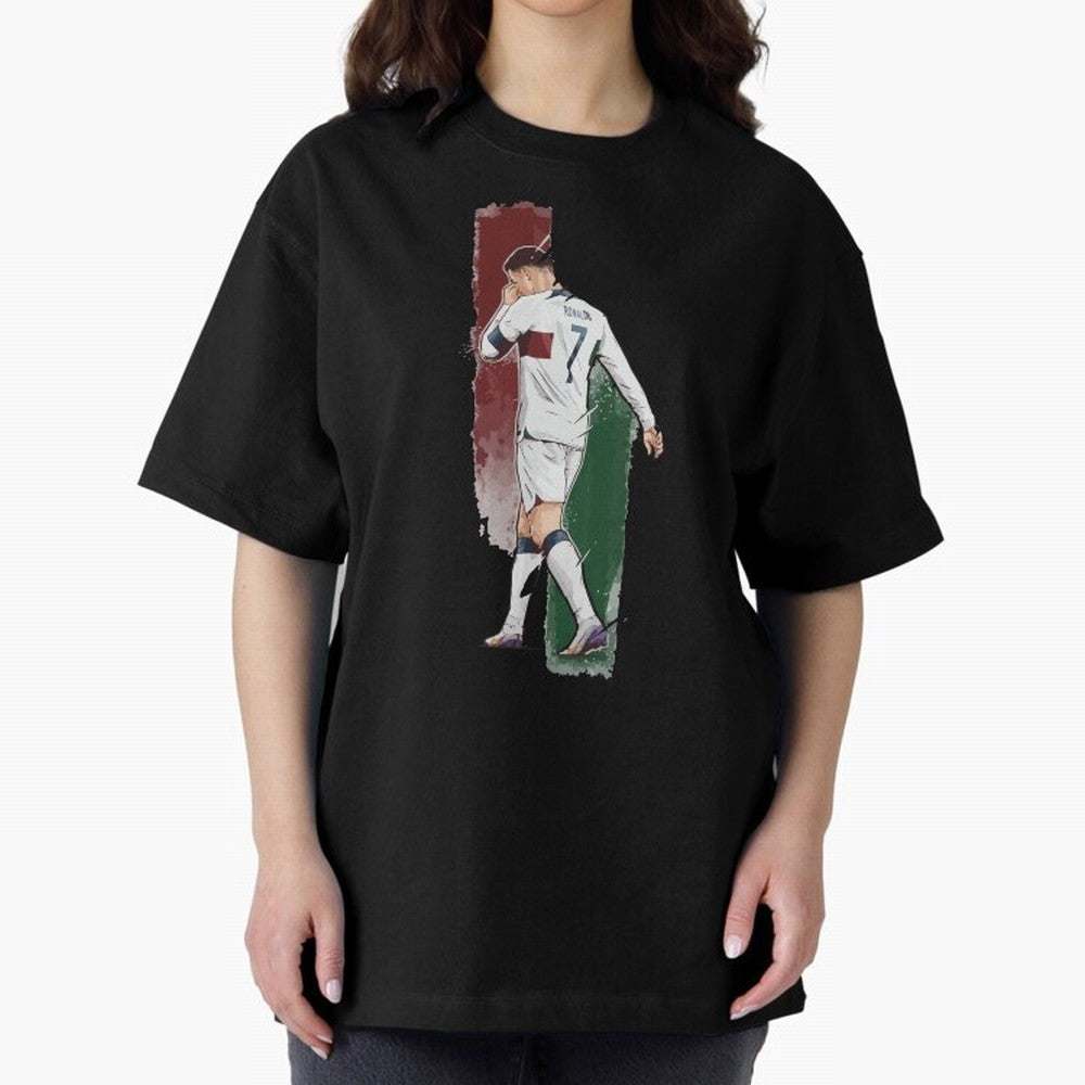 Ronaldo Crying World Cup 2022 Oversized T-Shirt Show Match Day Excitement for FIFA World Cup 2026 Group Stage for Fans of Messi, CR7 and Mbappe and Brazil, Bringing Football Festival Excitement, Trophy Ambitions, Country Rivalries and Star Player