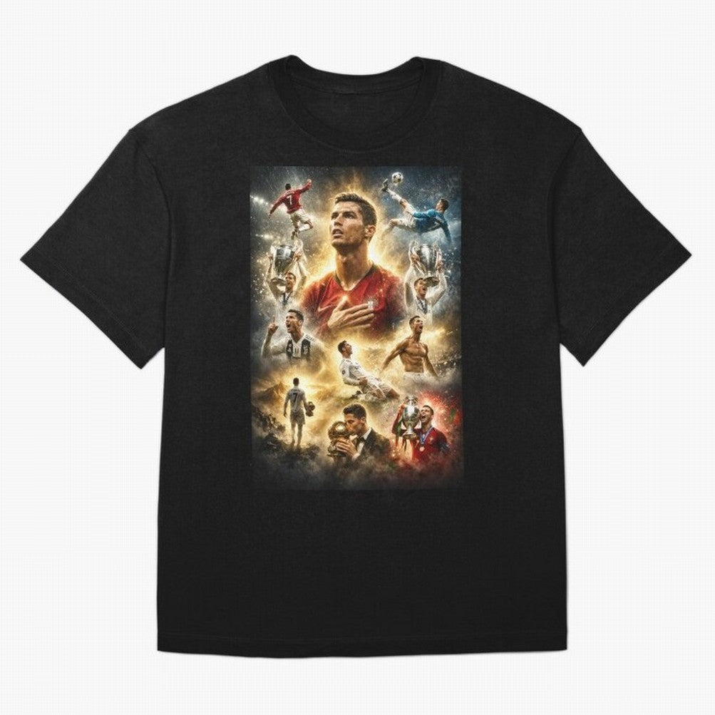 Cristiano Ronaldo Oversized T-Shirt Mark FIFA World Cup 2026 Spirit, Celebrating England, France and Netherlands, Messi, CR7 and Mbappe, Goal Celebration Energy, Supporter Heritage, Football Icons and Worldwide Tournament Joy; Perfect for