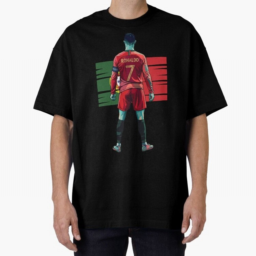 Cristiano Ronaldo Oversized T-Shirt Capture FIFA World Cup 2026 Group Stage Spirit, Driven by Portugal, CR7, Football Festival Excitement, Trophy Ambitions, Country Rivalries and Star Player Buzz; Perfect for Supporters Who Want Bold Football