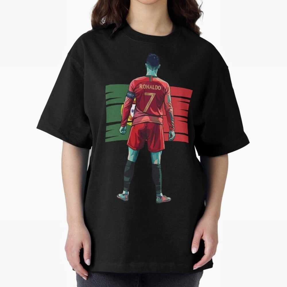 Cristiano Ronaldo Oversized T-Shirt Capture FIFA World Cup 2026 Group Stage Spirit, Driven by Portugal, CR7, Football Festival Excitement, Trophy Ambitions, Country Rivalries and Star Player Buzz; Perfect for Supporters Who Want Bold Football