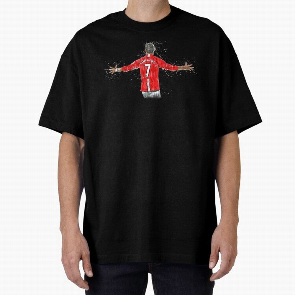 Cristiano Ronaldo in watercolor Oversized T-Shirt Step into the FIFA World Cup 2026 Group Stage Journey through CR7 Highlights, England Pride, Championship Spirit, Famous Goals, Roaring Crowds and International Football Unity; Ideal for Fans Who