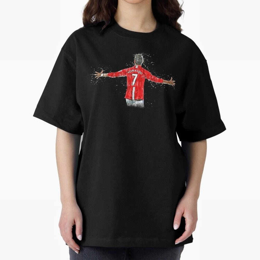 Cristiano Ronaldo in watercolor Oversized T-Shirt Step into the FIFA World Cup 2026 Group Stage Journey through CR7 Highlights, England Pride, Championship Spirit, Famous Goals, Roaring Crowds and International Football Unity; Ideal for Fans Who