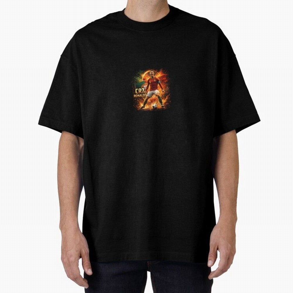 Cristiano Ronaldo Football Legend Artwork Oversized T-Shirt Cheer through Every Moment of Match Day Hype around FIFA World Cup 2026, CR7 and Messi, England, France and Netherlands, Champion Mindset, Group Stage Buzz, Knockout Tension and Passionate