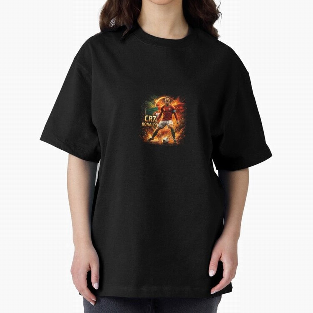Cristiano Ronaldo Football Legend Artwork Oversized T-Shirt Cheer through Every Moment of Match Day Hype around FIFA World Cup 2026, CR7 and Messi, England, France and Netherlands, Champion Mindset, Group Stage Buzz, Knockout Tension and Passionate