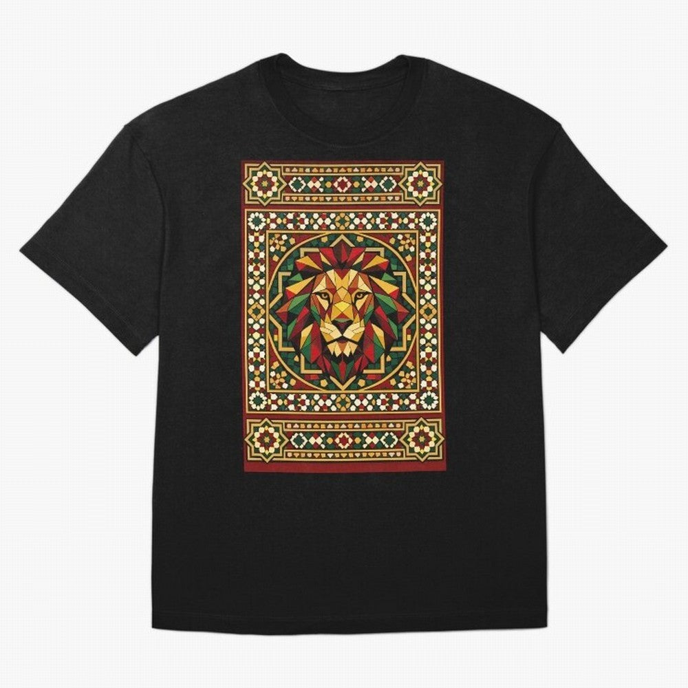 Portuguese Geometric Lion Portrait Oversized T-Shirt Showcase FIFA World Cup 2026 USA Canada Mexico for Fans of Mbappe and Neymar and Netherlands, Bringing Tournament Hype, Historic Matchups, Family Viewing Parties and Global Sports Pride; Perfect