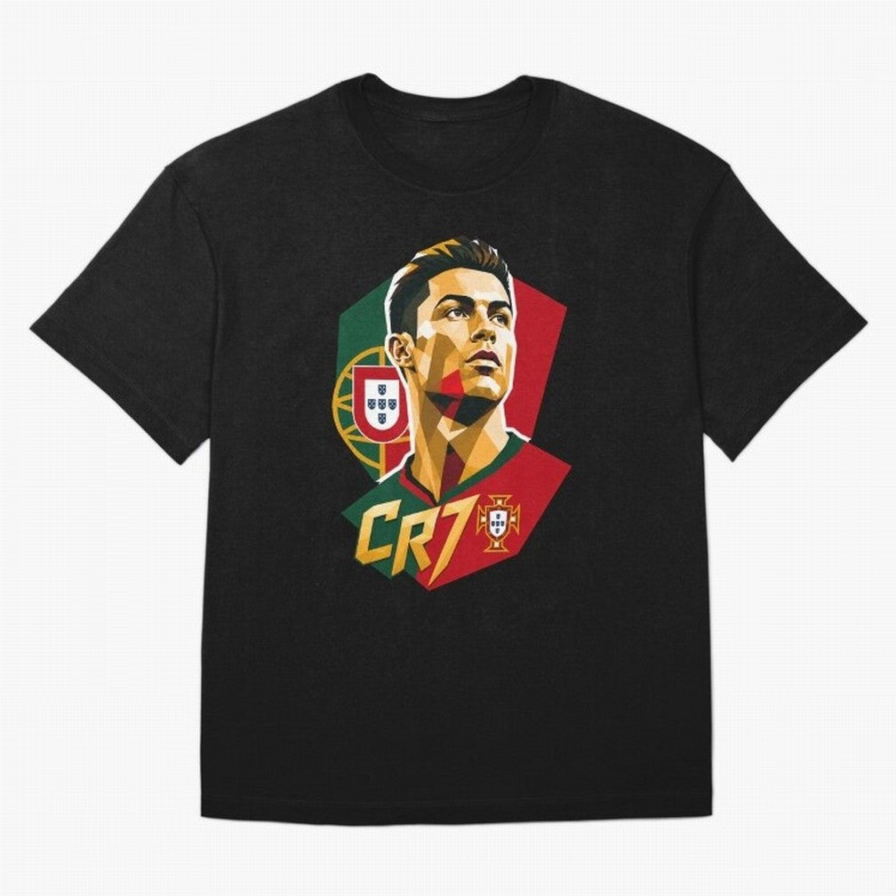 CR7 Art Print Oversized T-Shirt Join FIFA World Cup 2026 Group Stage Spirit, Driven by Portugal, Spain and Germany, Mbappe, Stadium Memories, Football Loyalty, International Chants and Championship Tradition; Made for Die Hard Supporters, Soccer