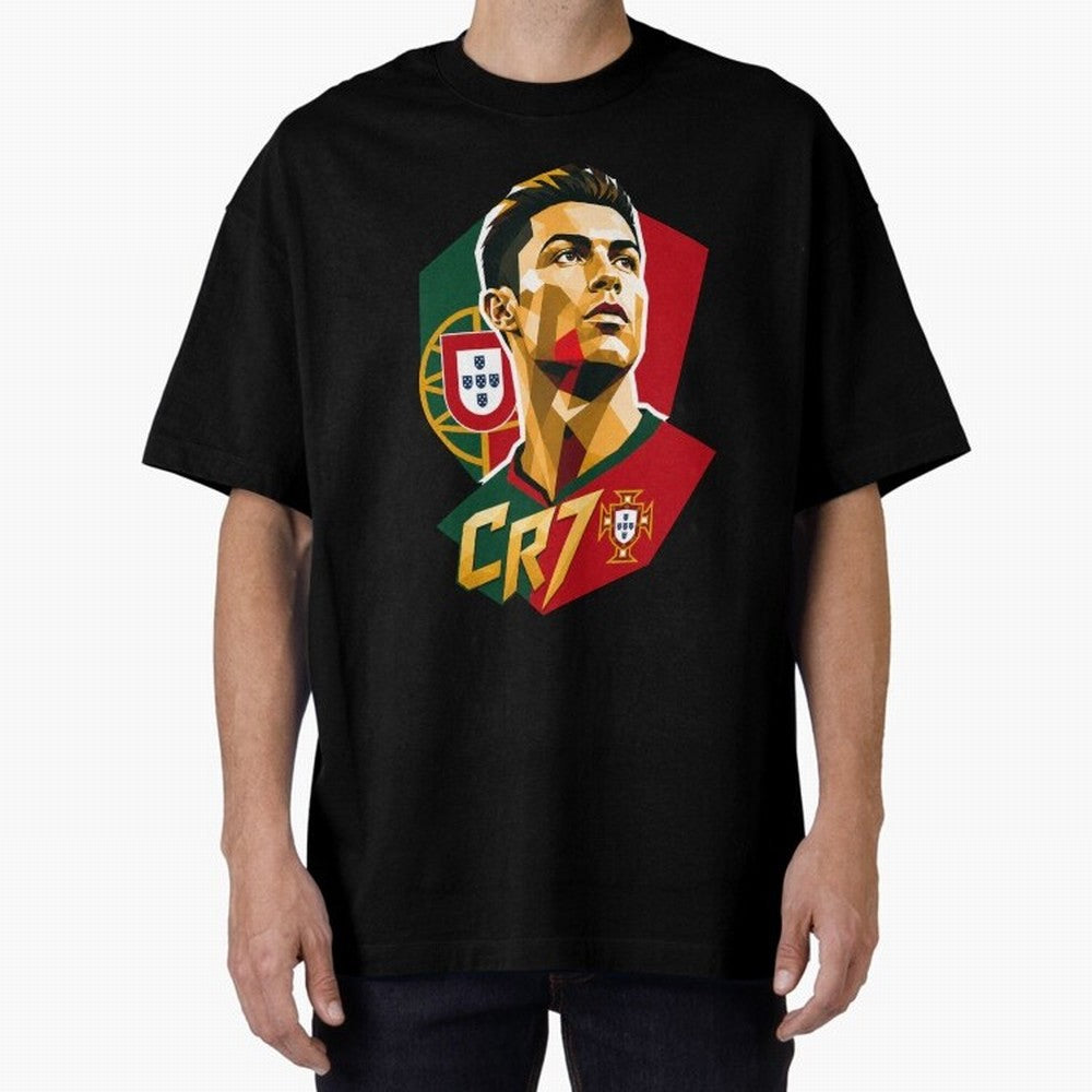 CR7 Art Print Oversized T-Shirt Join FIFA World Cup 2026 Group Stage Spirit, Driven by Portugal, Spain and Germany, Mbappe, Stadium Memories, Football Loyalty, International Chants and Championship Tradition; Made for Die Hard Supporters, Soccer