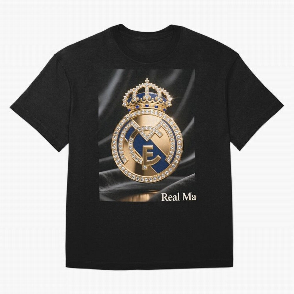 Gold Madrid Real Oversized T-Shirt Carry the Colors and Pride of FIFA World Cup 2026 USA Canada Mexico for Fans of Neymar, Haaland and Cristiano Ronaldo and England, Bringing Goal Celebration Energy, Supporter Heritage, Football Icons and Worldwide