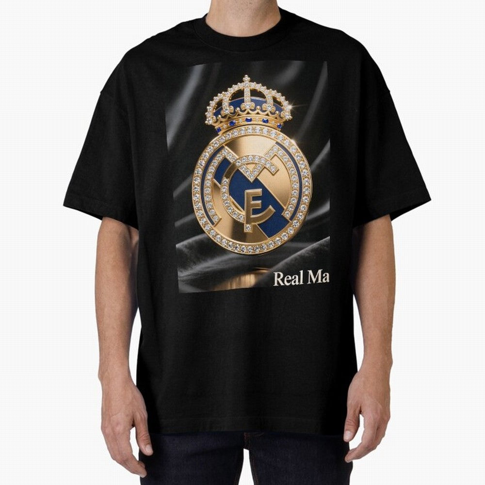 Gold Madrid Real Oversized T-Shirt Carry the Colors and Pride of FIFA World Cup 2026 USA Canada Mexico for Fans of Neymar, Haaland and Cristiano Ronaldo and England, Bringing Goal Celebration Energy, Supporter Heritage, Football Icons and Worldwide