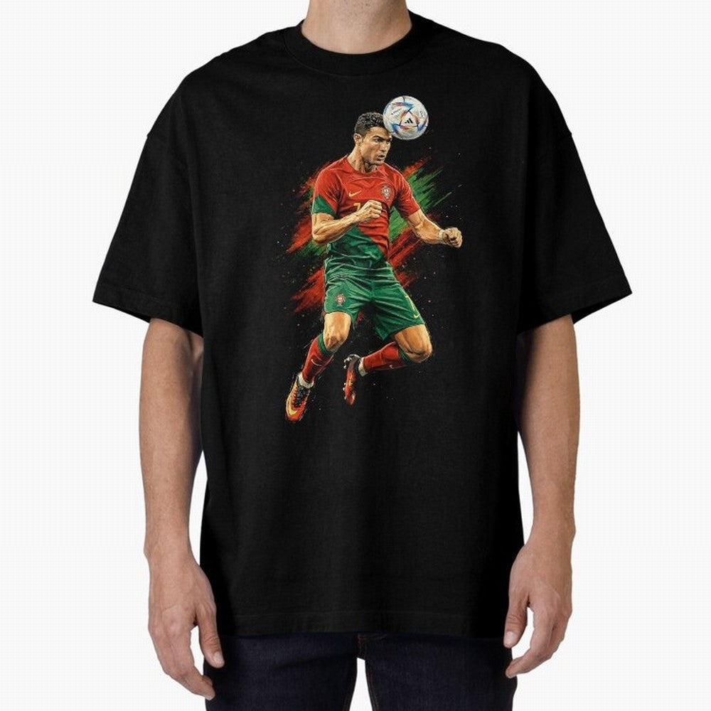 Cristiano Ronaldo Football Legend Oversized T-Shirt Turn Football Passion into the FIFA World Cup 2026 USA Canada Mexico Journey through Mbappe and Neymar Highlights, Brazil, Portugal and Argentina Pride, Classic Soccer Heritage, Championship