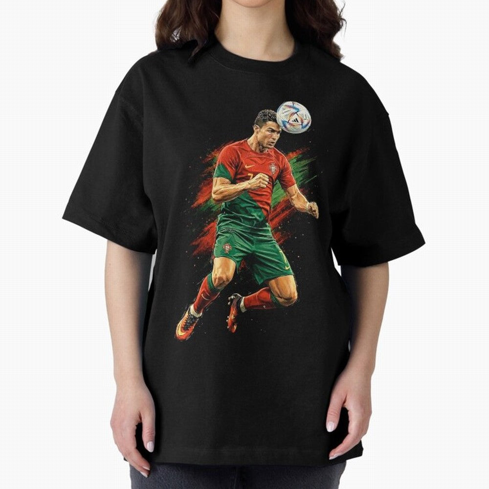 Cristiano Ronaldo Football Legend Oversized T-Shirt Turn Football Passion into the FIFA World Cup 2026 USA Canada Mexico Journey through Mbappe and Neymar Highlights, Brazil, Portugal and Argentina Pride, Classic Soccer Heritage, Championship