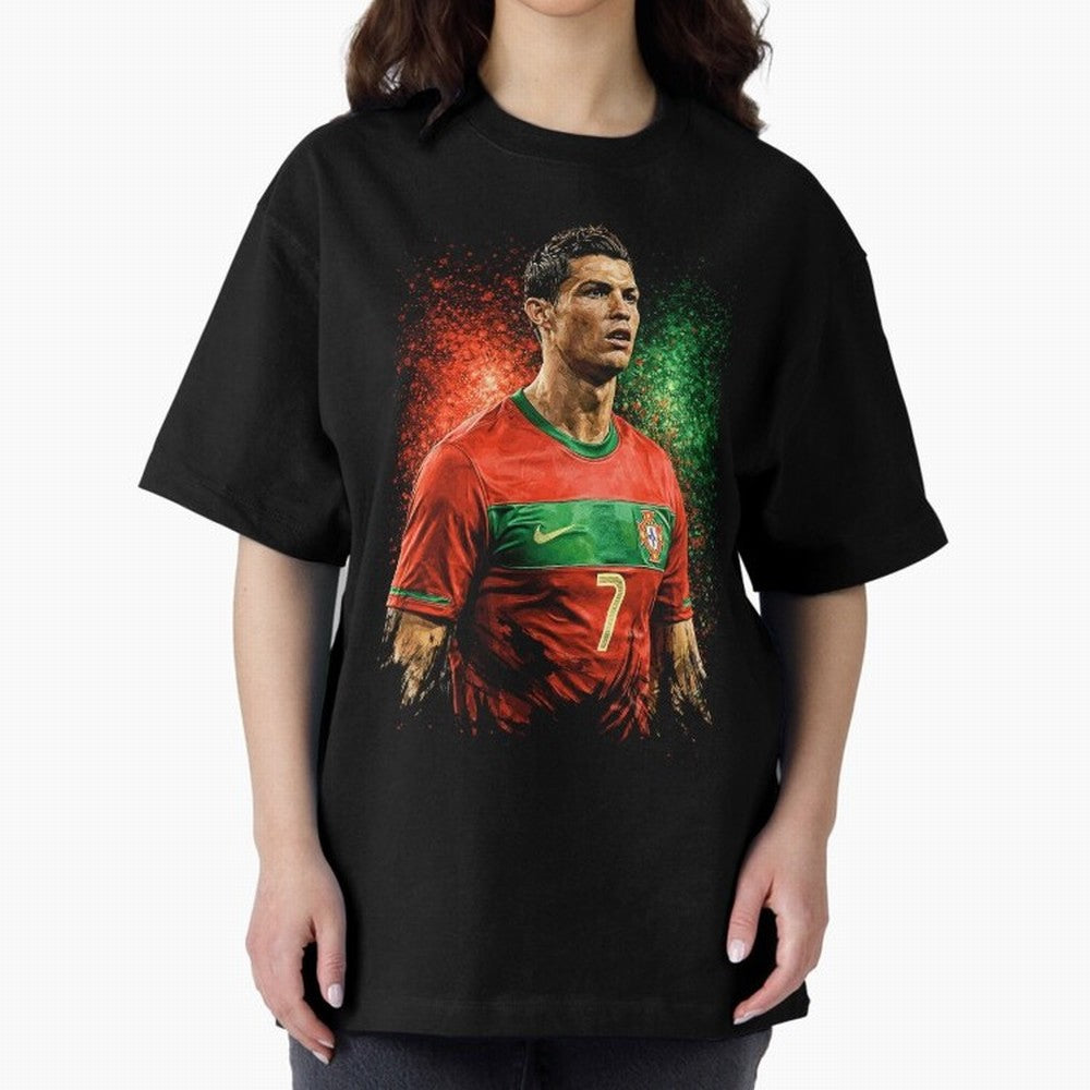 Cristiano Ronaldo Football Legend Oversized T-Shirt Celebrate the Biggest Stage of FIFA World Cup 2026 USA Canada Mexico for Fans of Cristiano Ronaldo and France and Portugal, Bringing Worldwide Fan Energy, Dramatic Goals, Stadium Lights and