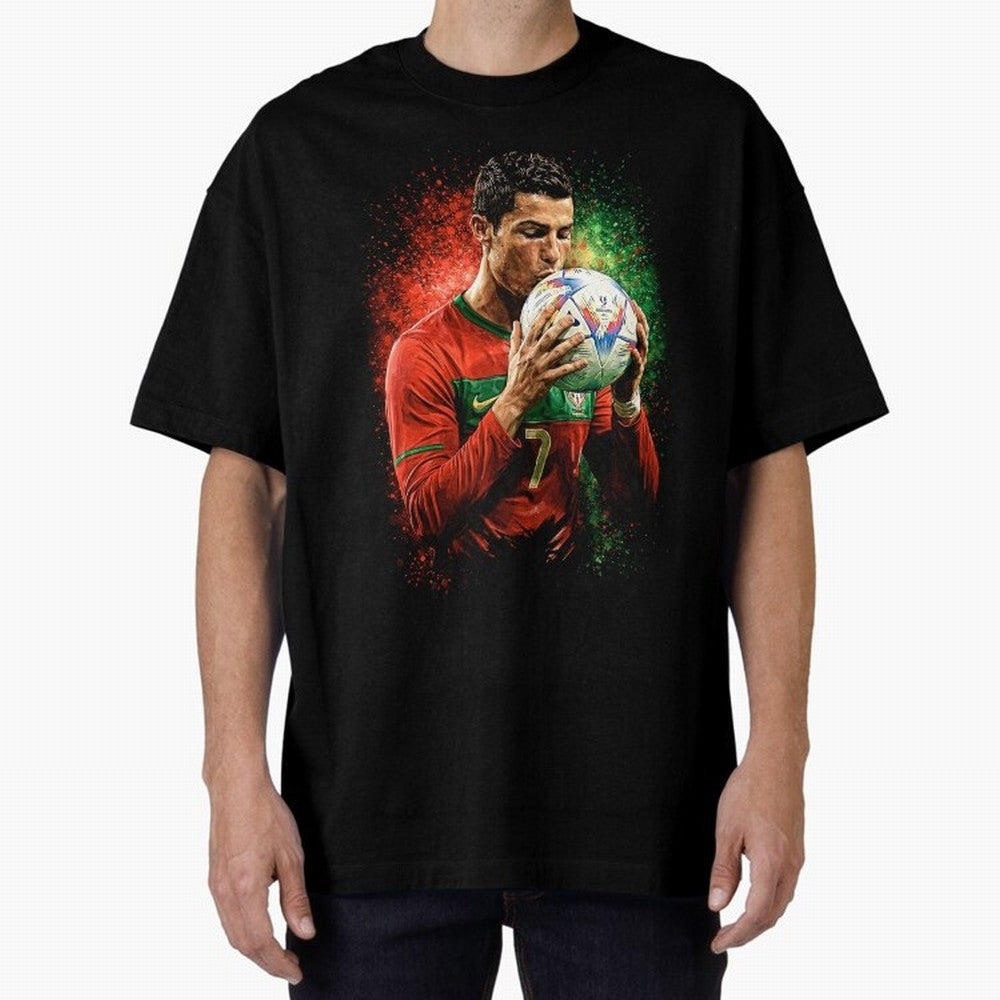 Cristiano Ronaldo Football Legend Oversized T-Shirt Relive the FIFA World Cup 2026 Journey through Haaland and Mbappe Highlights, England Pride, Retro Football Energy, Iconic Rivalries, Trophy Chase Drama and Stadium Atmosphere; Made for Collectors