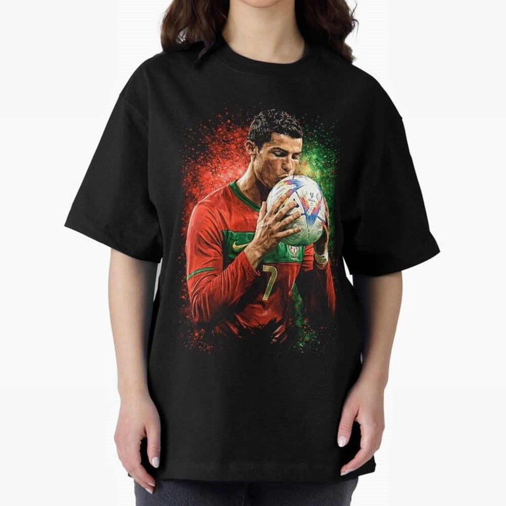 Cristiano Ronaldo Football Legend Oversized T-Shirt Relive the FIFA World Cup 2026 Journey through Haaland and Mbappe Highlights, England Pride, Retro Football Energy, Iconic Rivalries, Trophy Chase Drama and Stadium Atmosphere; Made for Collectors