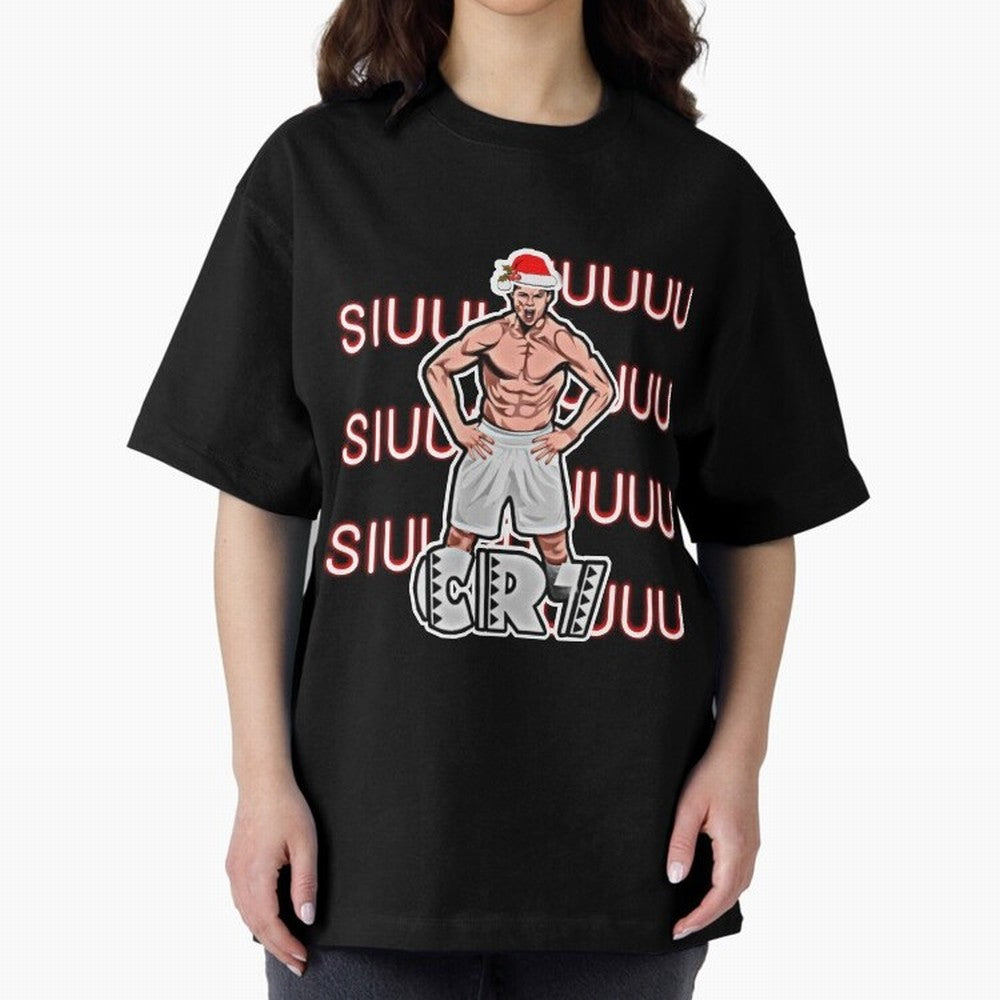 Siuuu cr7 christmas Oversized T-Shirt Bring Supporter Culture to Match Day Hype around FIFA World Cup 2026 USA Canada Mexico, Mbappe and Neymar, Spain, Match Day Excitement, Supporter Culture, Golden Goals and Global Football Passion; Ideal for