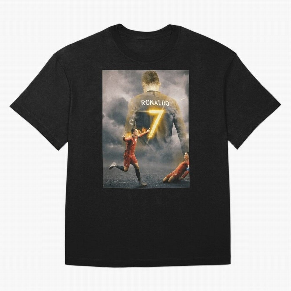 Aesthetic Ronaldo Poster Oversized T-Shirt Celebrate the Magic of FIFA World Cup 2026 Group Stage Centered on Haaland and Mbappe, Argentina and Brazil Energy, Global Supporter Spirit, Legendary Goals, National Colors and Tournament Celebration;