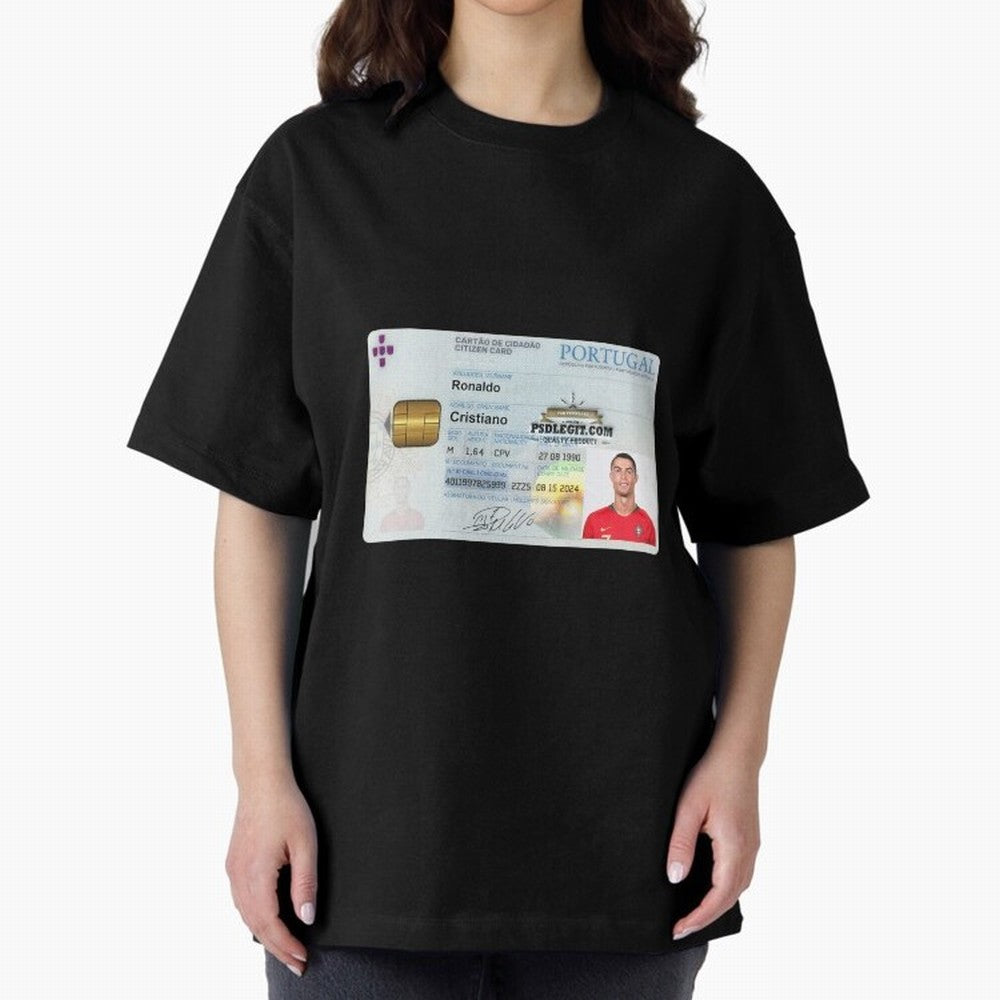 Cristiano Ronaldo CARD ID Oversized T-Shirt Cheer for the FIFA World Cup 2026 Group Stage Journey through Cristiano Ronaldo Highlights, Argentina Pride, Sports Nostalgia, International Competition, Famous Players and Unforgettable Victories; Ideal
