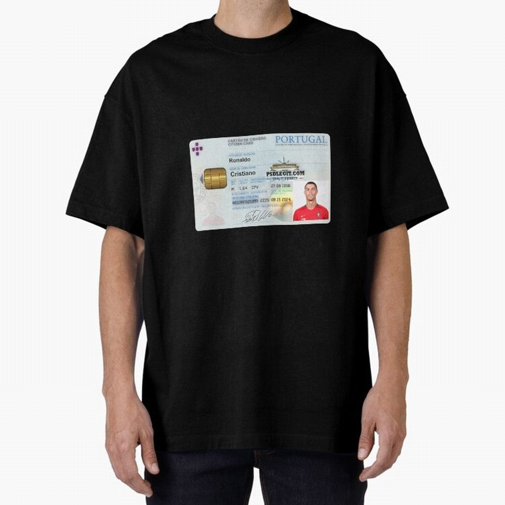 Cristiano Ronaldo CARD ID Oversized T-Shirt Cheer for the FIFA World Cup 2026 Group Stage Journey through Cristiano Ronaldo Highlights, Argentina Pride, Sports Nostalgia, International Competition, Famous Players and Unforgettable Victories; Ideal