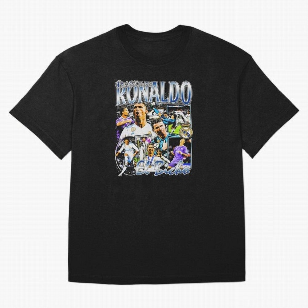 Cristiano Ronaldo El Bicho Oversized T-Shirt Celebrate Soccer Greatness during FIFA World Cup 2026 Group Stage Spirit, Built around Brazil, Portugal and Argentina, Messi, CR7 and Mbappe, Football History, Final Match Energy, Crowd Noise and Once in