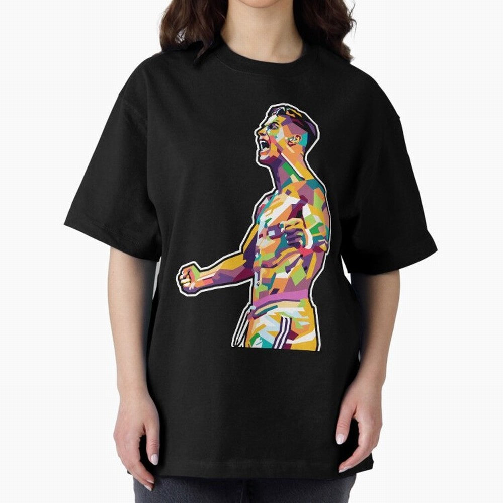 Cr7 Pop Art Oversized T-Shirt Back Your Heroes with FIFA World Cup 2026 Inspired by Messi, CR7 and Mbappe, Portugal, Spain and Germany Energy, Global Supporter Spirit, Legendary Goals, National Colors and Tournament Celebration; Great for