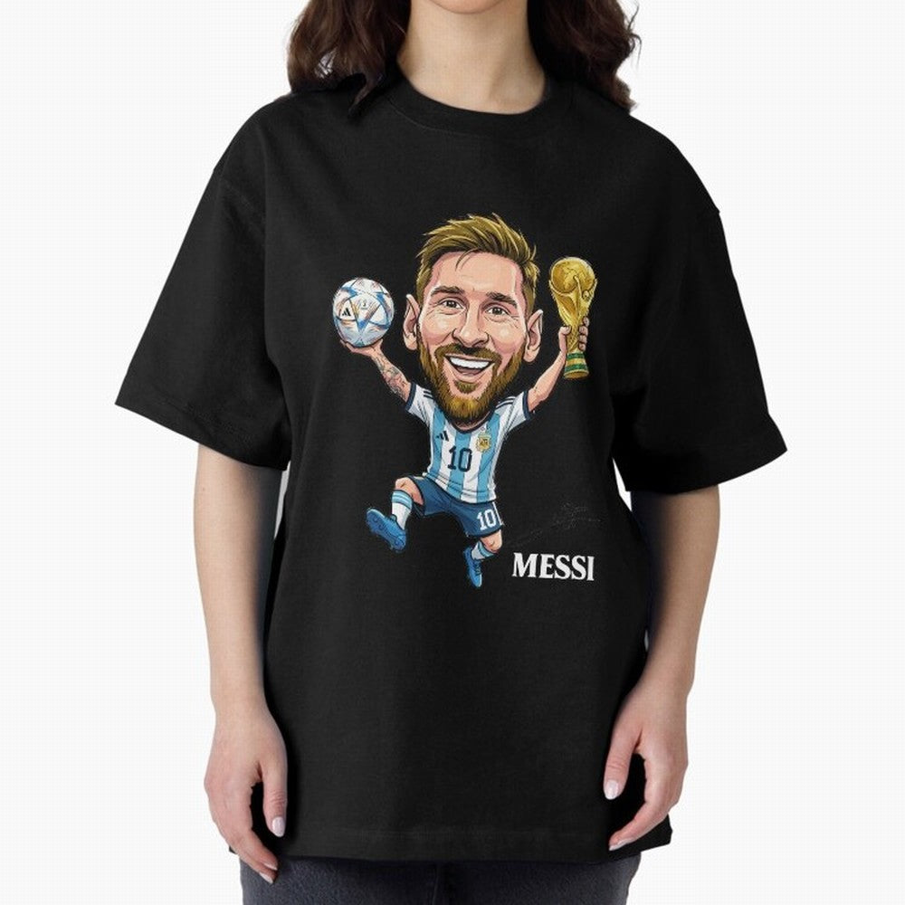 Messi Campion Oversized T-Shirt Celebrate the Road through the FIFA World Cup 2026 Group Stage Journey through CR7 and Messi Highlights, Argentina Pride, Champion Mindset, Group Stage Buzz, Knockout Tension and Passionate Fan Culture; Ideal for