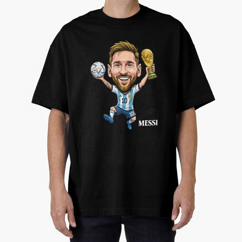 Messi Campion Oversized T-Shirt Celebrate the Road through the FIFA World Cup 2026 Group Stage Journey through CR7 and Messi Highlights, Argentina Pride, Champion Mindset, Group Stage Buzz, Knockout Tension and Passionate Fan Culture; Ideal for