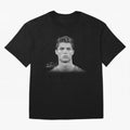 Cristiano Ronaldo T-Shirt Big Face Young Ronaldo - Black and White Oversized T-Shirt Represent the Passion of Match Day Hype around FIFA World Cup 2026 Group Stage, Mbappe and Neymar, Brazil, Portugal and Argentina, Classic Soccer Heritage,