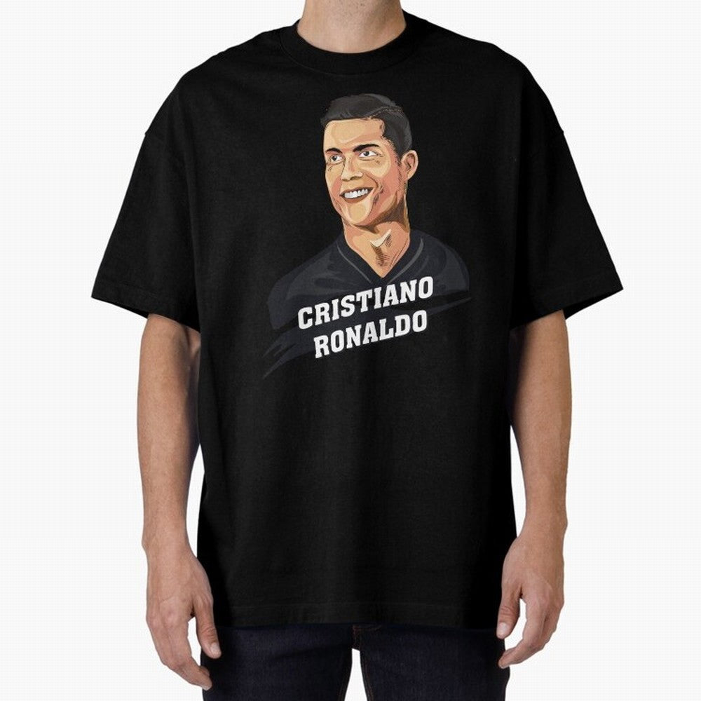 Cristiano Ronaldo Portrait Oversized T-Shirt Represent FIFA World Cup 2026 for Fans of Messi and Cristiano Ronaldo and Netherlands, Bringing Supporter Pride, Iconic Celebrations, Legendary Names and Global Match Day Energy; Ideal for Fans Who