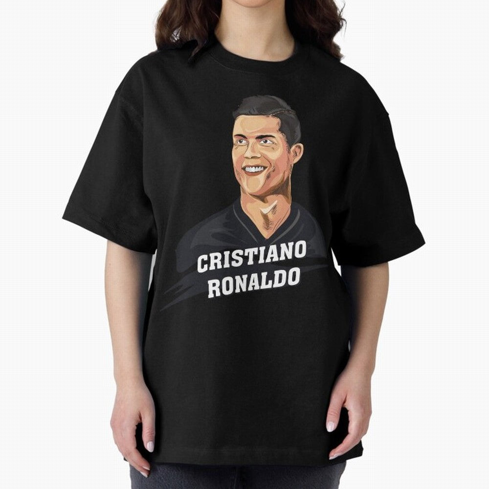 Cristiano Ronaldo Portrait Oversized T-Shirt Represent FIFA World Cup 2026 for Fans of Messi and Cristiano Ronaldo and Netherlands, Bringing Supporter Pride, Iconic Celebrations, Legendary Names and Global Match Day Energy; Ideal for Fans Who