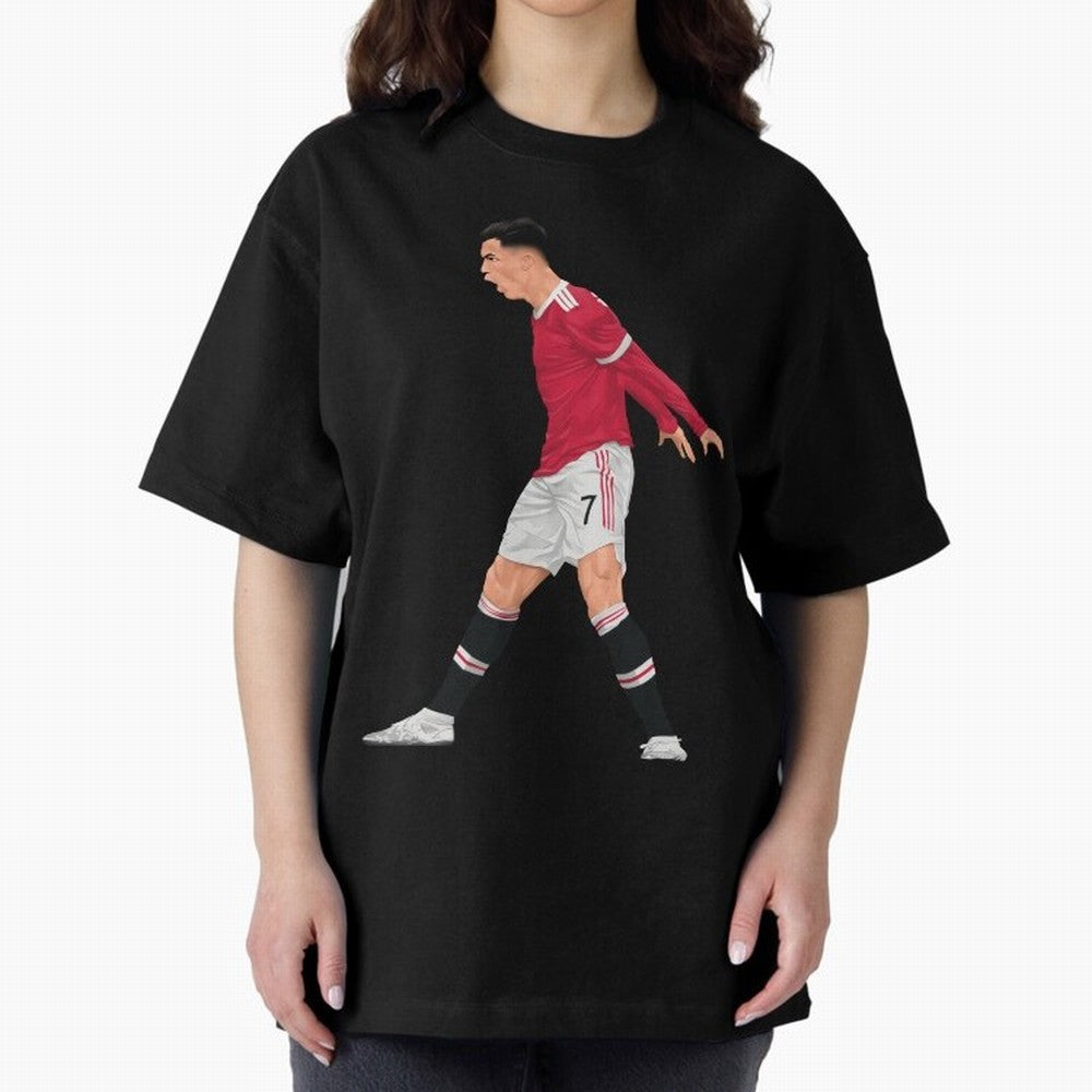 Cristiano Ronaldo Celebration Oversized T-Shirt Celebrate FIFA World Cup 2026 Group Stage for Fans of Mbappe and Neymar and Brazil, Bringing Soccer Culture, Superstar Moments, National Team Dreams and Competitive Fire; Great for Supporters Who Love