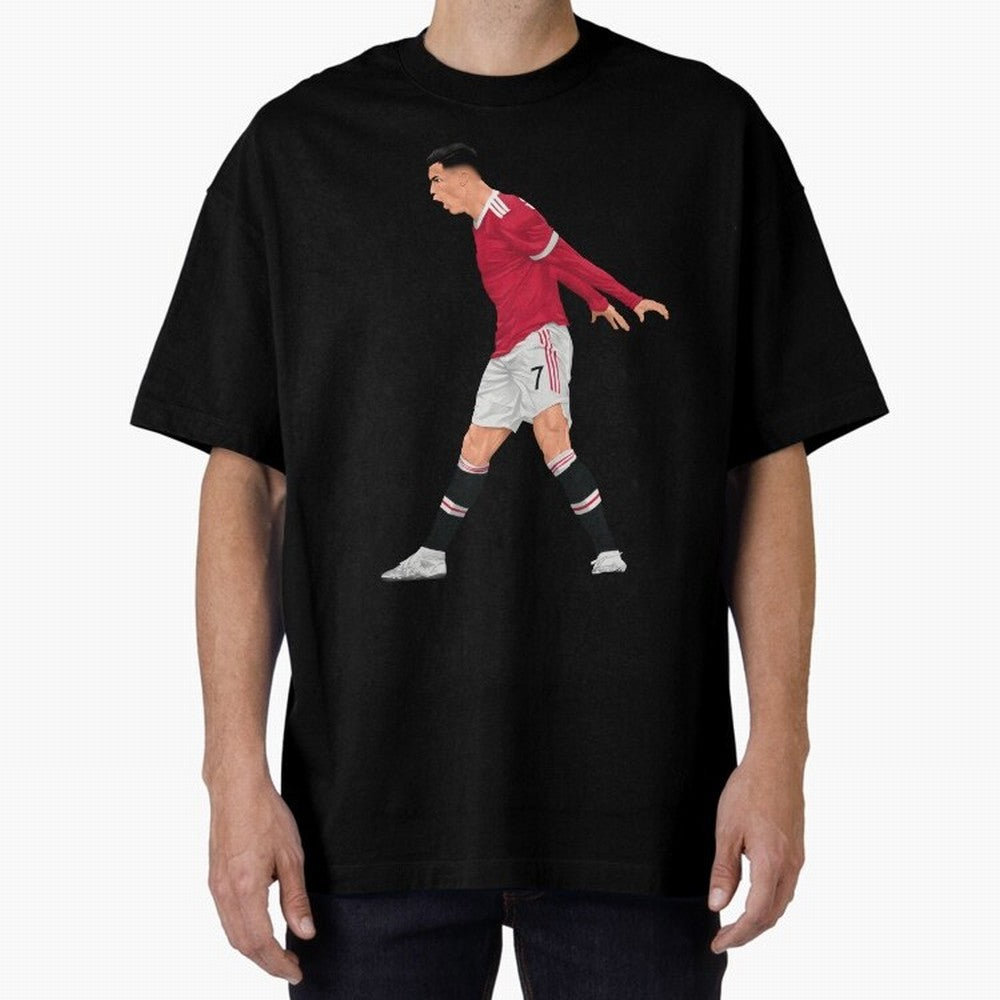 Cristiano Ronaldo Celebration Oversized T-Shirt Celebrate FIFA World Cup 2026 Group Stage for Fans of Mbappe and Neymar and Brazil, Bringing Soccer Culture, Superstar Moments, National Team Dreams and Competitive Fire; Great for Supporters Who Love