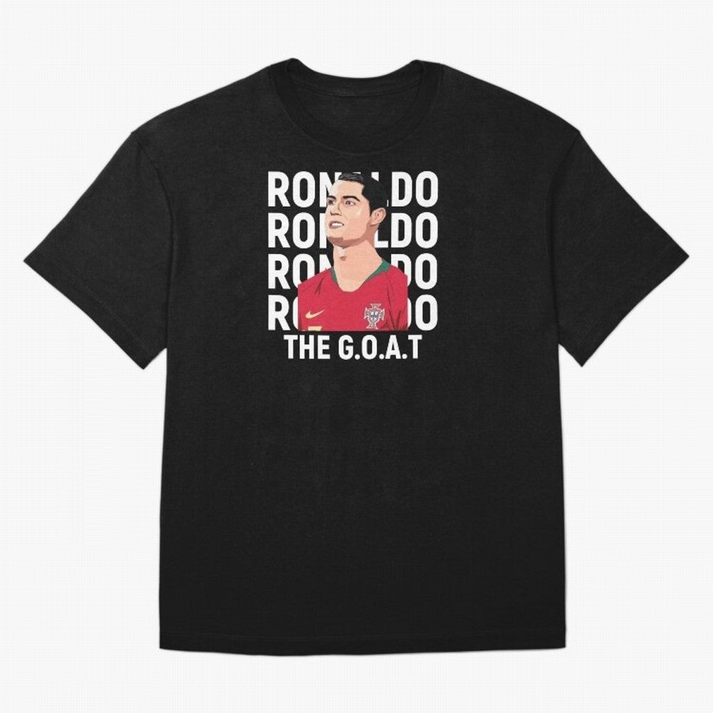 Ronaldo The Goat Oversized T-Shirt Represent Football Lovers during Global Football Passion for FIFA World Cup 2026 Group Stage, Centered on Haaland and Mbappe, Argentina and Brazil, Classic Soccer Heritage, Championship Pressure, Fan Loyalty and