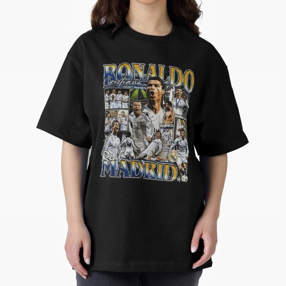 Cristiano Ronaldo Real Vintage Bootleg Oversized T-Shirt Follow the Final Road of the FIFA World Cup 2026 USA Canada Mexico Journey through Haaland and Mbappe Highlights, Brazil Pride, Football Passion, Legendary Performances, Festival Vibes and