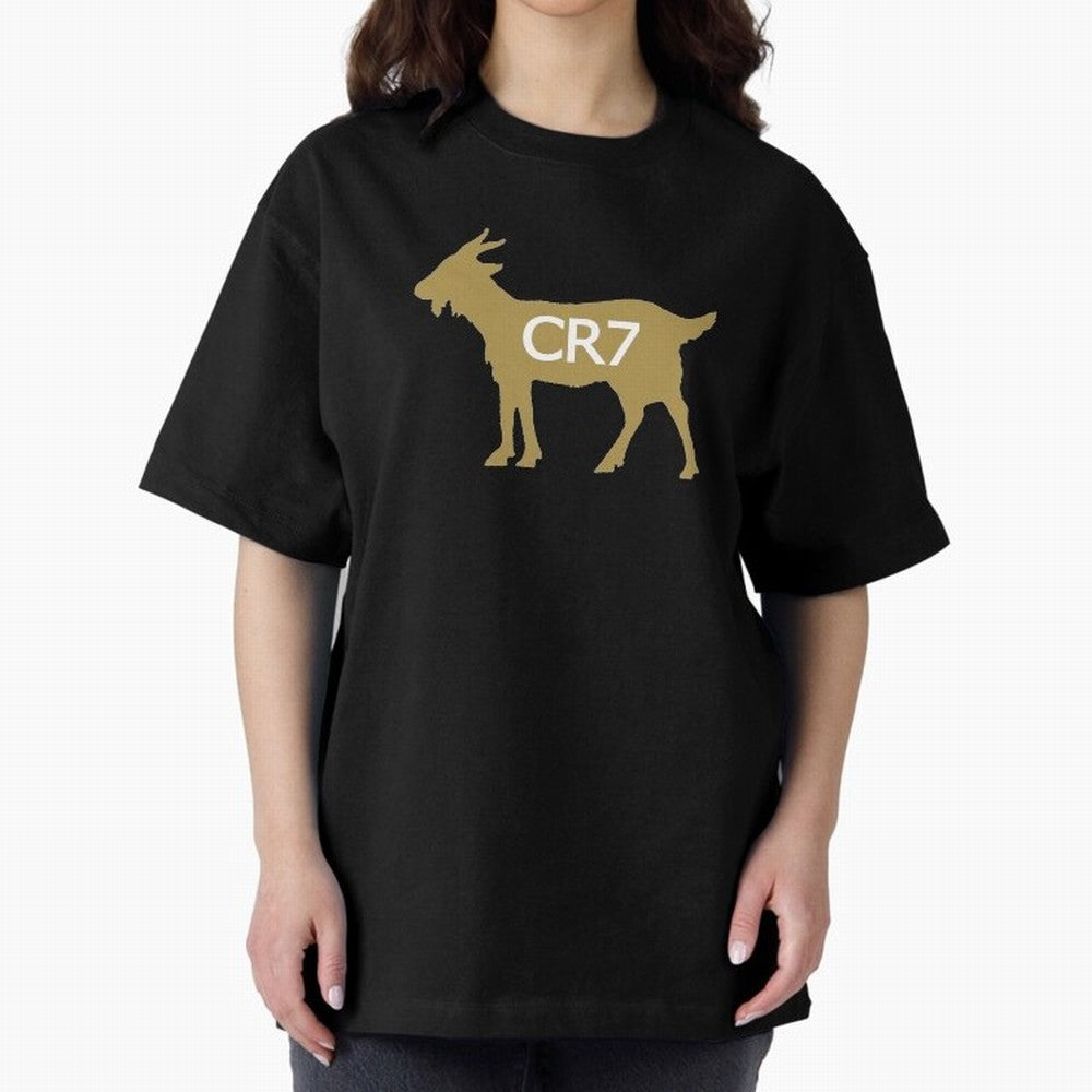 CR7 GOAT Gold B Oversized T-Shirt Share Match Day Hype around FIFA World Cup 2026, CR7, Portugal, Vintage Soccer Flavor, Modern Football Stars, National Flags and Final Night Emotion; Ideal for Fans Who Follow Messi, Cristiano Ronaldo, CR7, Mbappe,