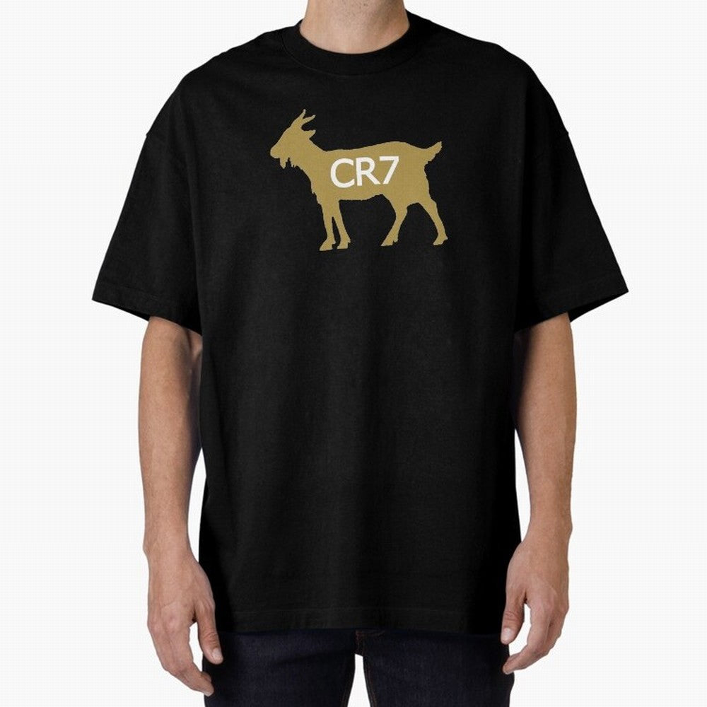CR7 GOAT Gold B Oversized T-Shirt Share Match Day Hype around FIFA World Cup 2026, CR7, Portugal, Vintage Soccer Flavor, Modern Football Stars, National Flags and Final Night Emotion; Ideal for Fans Who Follow Messi, Cristiano Ronaldo, CR7, Mbappe,